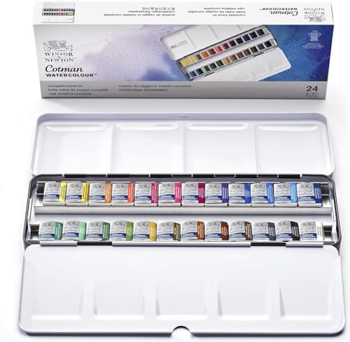 Winsor & Newton Cotman Boîte Métal de Voyage Aquarelle 24 Demi-Godets