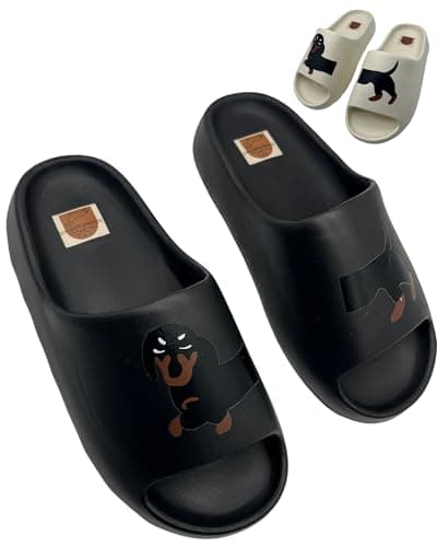 Frechdachshund Pantoufles d'intérieur en forme de teckel Noir Taille 38/39 EU