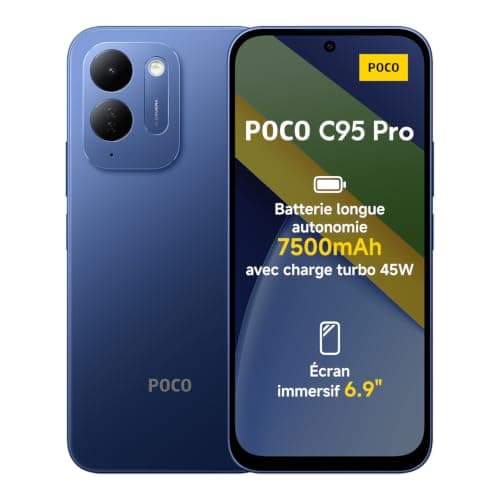 POCO C95 Pro Smartphone 6+128 Go Bleu Batterie 7 500 mAh 45 W