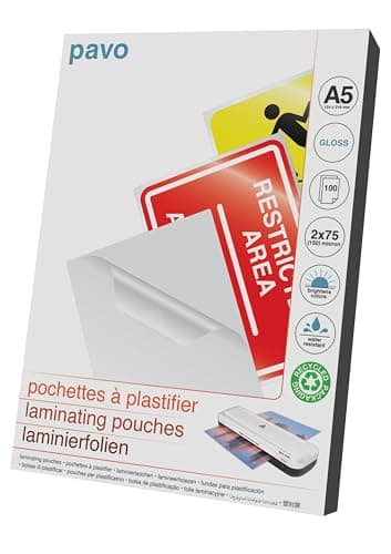 Pavo - Pochettes de plastification A5 2x75 microns, Pack de 100 , Brillant