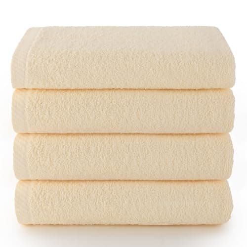 Top Towel - Plus - Serviettes de Bain - 4 Serviettes de Visage ou Bidet - 30 x 50 cm - 100% Coton - Naturel