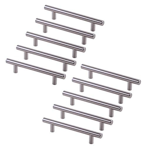 Emuca 9163651 Lot de 10 poignées pour meuble acier nickel satiné 160mm