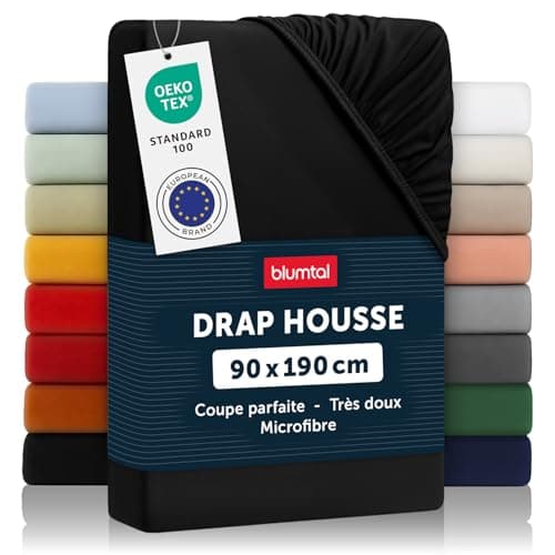 Blumtal Drap-housse 90x190x30 cm en Microfibre Noir Oeko-Tex
