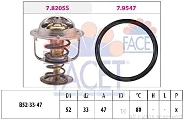 FACET 7.8205 Thermostat d'eau avec joint d'étanchéite 80°C Compatible avec TOYOTA Yaris 3/5 portes P9, DAIHATSU TERIOS J2