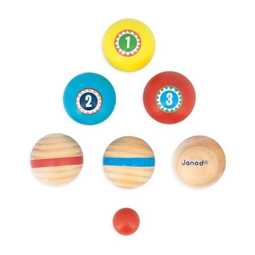 Janod Applepop - Jeu de pétanque en bois FSC et jeu d'adresse pour enfants dès 3 ans