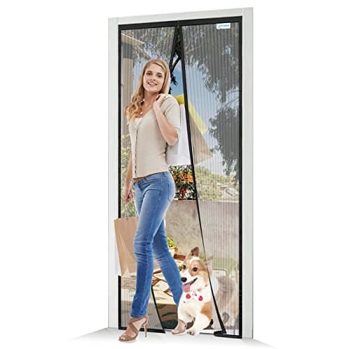 Moustiquaire Porte Fenetre 105x210, JOY2SEE Rideau Moustiquaire Magnétique Noir, Protéger Votre Famille