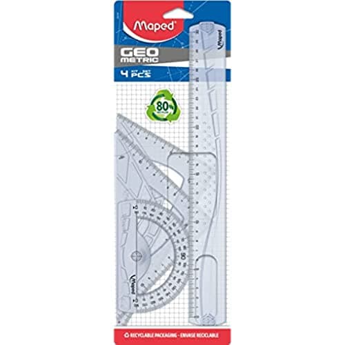 Maped - Kit Géométrie 4 en 1 - règle 30 cm + Équerre