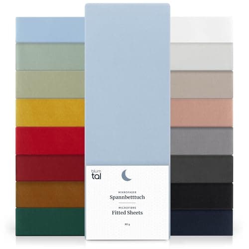 Blumtal Lot de 2 Draps Housse 135x190x30cm en Microfibre Bleu Clair