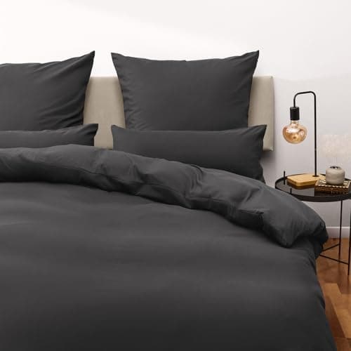 Blumtal Parure de Lit 190x200 cm Anthracite avec Taie d'Oreiller Oeko-TEX