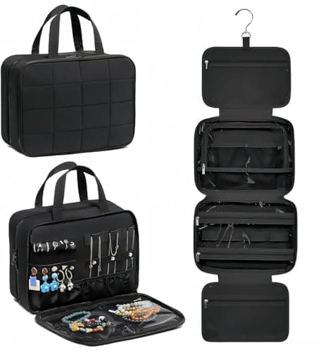 INMORVEN Trousse de toilette à suspendre pour femme Grande capacité Noir Taille M