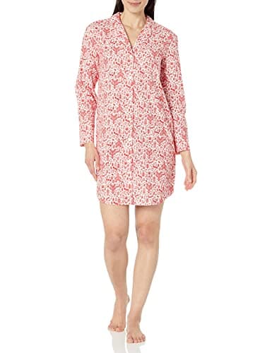 Amazon Essentials Chemise de nuit à col cranté en flanelle Blanc Forêt 3XL