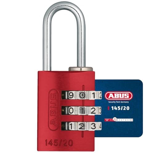 ABUS Cadenas à Combinaison 145/20 Corps Aluminium Code 3 Chiffres
