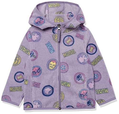 Amazon Essentials Disney | Marvel | Star Wars | Princess Vestes à Capuche en Polaire avec Fermeture éclair intégrale Fille, Marvel Logo, 4 Ans
