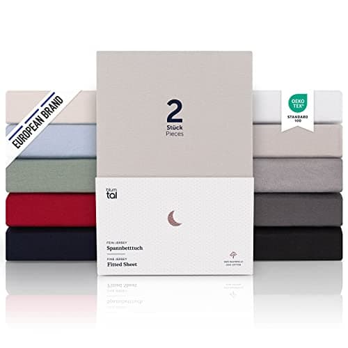 Blumtal Lot de 2 Draps Housse 180 x 200 cm 100% Coton Gris