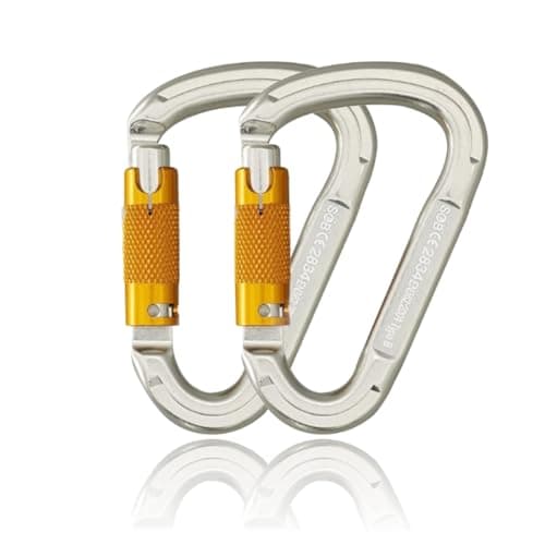 SOB Lot de 2 mousquetons d'escalade à verrouillage automatique en aluminium 25 kN certification CE