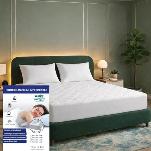 HOME STILL Protège-matelas imperméable 160x200x30 cm microfibre blanc respirant antibactérien