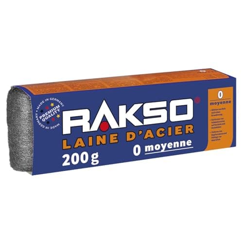 RAKSO Laine d'acier moyenne 200g, 1 banderole pour bois, pierre et métal
