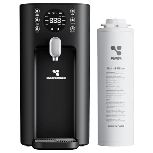CIARRA X SusGreenable osmoseur à osmose inverse,Purificateur d’eau de table avec eau chaude instantanée, 4 températures, Filtre RO 5-en-1, Réservoir 4,3L, Affichage TDS, Sans installation