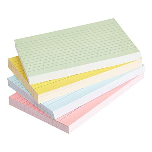 Amazon Basics Cartes d’index lignées A6, Couleurs fluo assorties, Lot de 200
