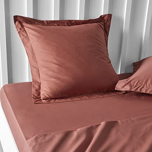 Today Essential - Lot de 2 Taies d'oreillers 63X63 cm 100% Coton Uni, Terracotta