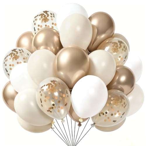 Yehnda Lot de 60 Ballons de Baudruche Blanc Beige Champagne pour Mariage Anniversaire Baptême