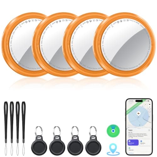 QCOQ Lot de 4 Air Traceurs Tags Bluetooth pour Apple Localiser Orange