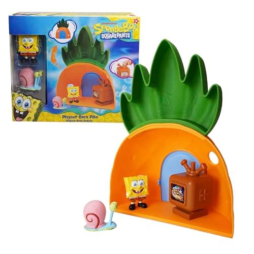 Bizak Bob l'éponge Maison Ananas avec 2 Figurines Playset Fond de Bikini avec Bob et Gary, Comprend Maison 20 cm et télévision avec Fonction, Jouet Officiel pour Enfants à partir de 3 Ans (64566040)