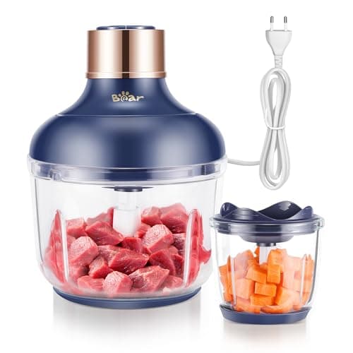 Bear Hachoir Électrique Multifonction 2 Bols 0,6L et 2L 4 Lames Verre