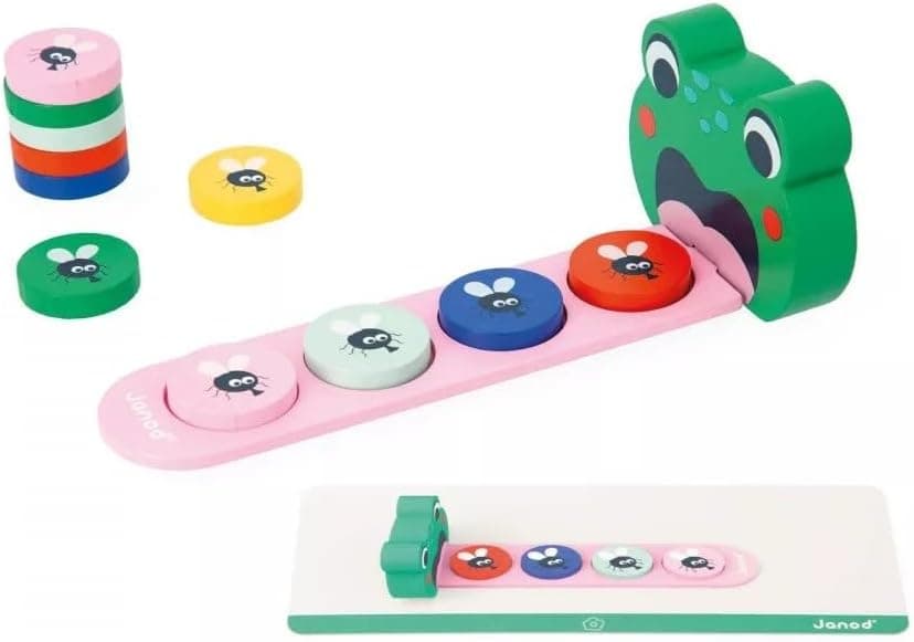 Janod - Algorithmes Grenouille - Idéal préparation Maternelle et Petite Section - Apprendre Les Couleurs et Les Suites - Jouet Educatif Enfant - Dès 36 Mois, J05088