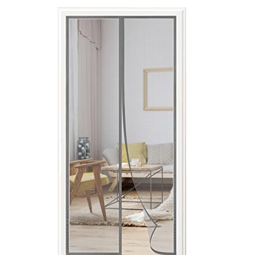 Moustiquaire de porte magnétique 90x215 cm - Rideau anti-moustique pour balcon et salon - Gris