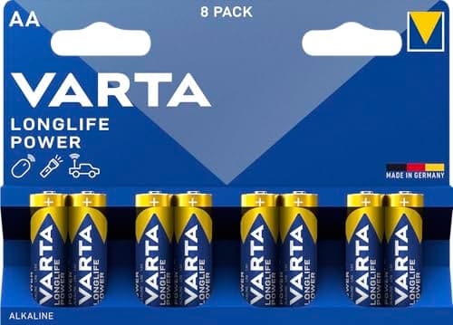 VARTA Piles AA, lot de 8, Longlife Power, Alcalines, 1,5V, adaptées aux jouets, souris sans fil, lampes de poche, Made in Germany