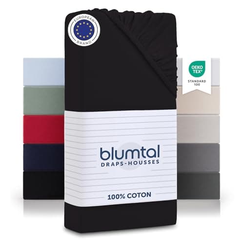 Blumtal Basics Lot de 2 draps housses jersey 90x190 à 90x200 cm Noir