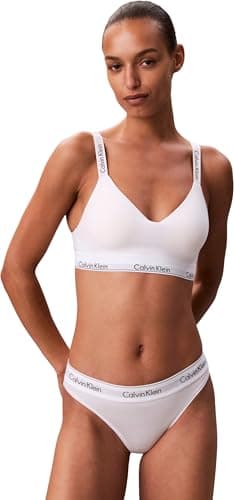 Calvin Klein Soutien-Gorge Brassière Femme Lightly Lined Basque Élastique, Blanc (White), XS