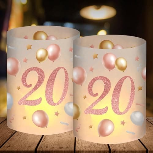 Lot de 12 photophores décoratifs 20 ans or rose pour femme