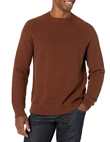 Amazon Essentials Sweat-shirt à Col Rond en Coton Texturé, Coupe Surdimensionnée Homme, Brun Profond, XS