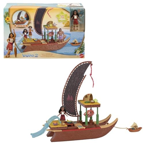 Mattel Disney Vaiana 2 Ensemble de jeu canoë d'aventure et bateau flottant