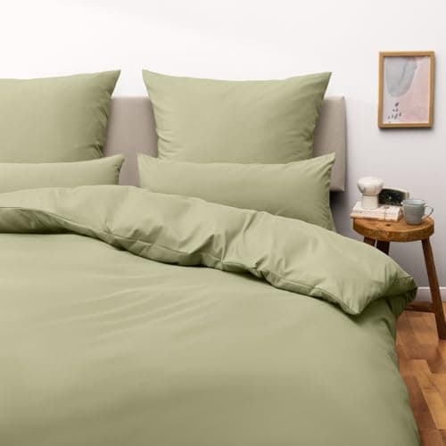 Blumtal Parure de Lit 200x200 cm avec Taie d Oreiller Vert Olive Oeko-TEX