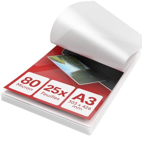 ACROPAQ Poches de Plastification A3 - Pack de 25, 2x80 Microns, Finition Brillante