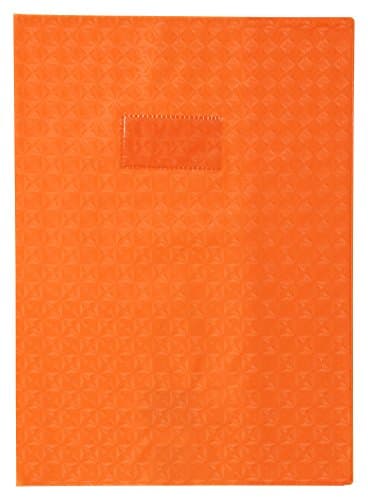 Calligraphe Protège-cahier PVC opaque grain losange orange 24x32 cm 18/100e avec porte-étiquette