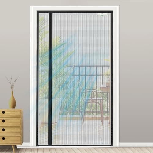 SCREEN DOOR Moustiquaire de Porte Fenêtre 105x200cm Noire