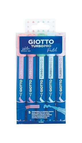 GIOTTO Turbo Pro - Boîte 5 feutres double pointe couleurs pastel