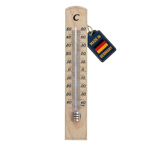 TFA Dostmann Thermomètre d'intérieur analogique 12.1004 en bois de hêtre massif marron