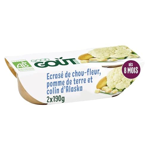Good Goût Écrasé de chou-fleur, pomme de terre et colin d'Alaska bébé 2x190g