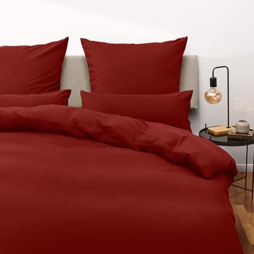 Blumtal Parure de Lit 200x200 cm avec Taie Rouge Aurore Oeko-TEX
