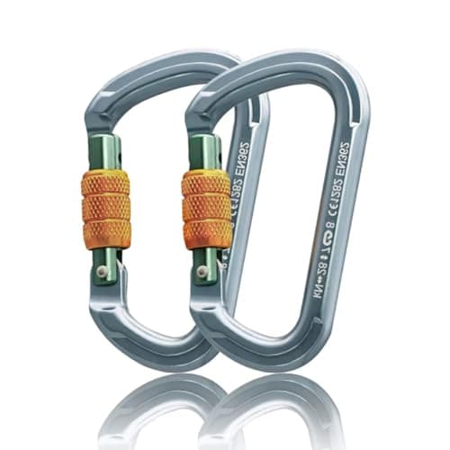 SOB Lot de 2 mousquetons d'escalade à verrouillage automatique en aluminium 28 kN certification CE