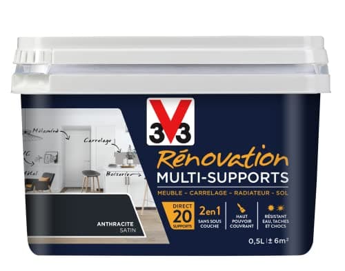 V33 Peinture Rénovation Multi-supports Anthracite Satin 0,5L