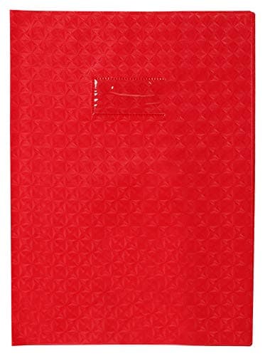 Calligraphe Protège-cahier grain losange PVC opaque rouge format A4 21x29,7 cm avec porte-étiquette
