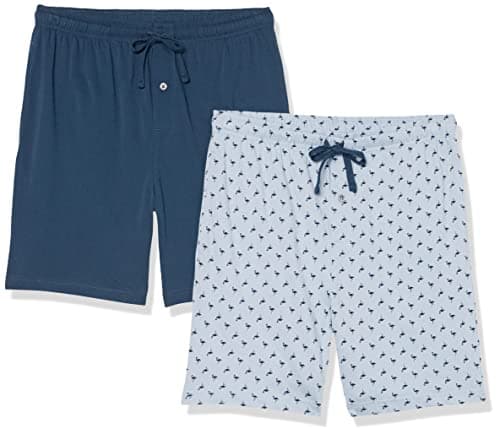 Amazon Essentials Lot de 2 shorts de pyjama long en jersey de coton homme Bleu et Indigo Flamant Rose XXS