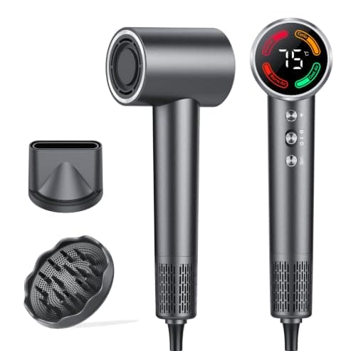 Sèche-cheveux professionnel 160 000 tr/min,sèche-cheveux ionique ultra-rapide par flux d'air haute vitesse,contrôle NTC intelligent,500M ions négatifs anti-frisottis,cheveux doux et brillants,56 dB