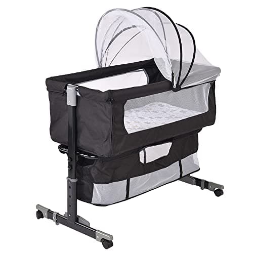 WODFARR Lit Cododo Bébé 2 en 1 avec Matelas et Moustiquaire Noir